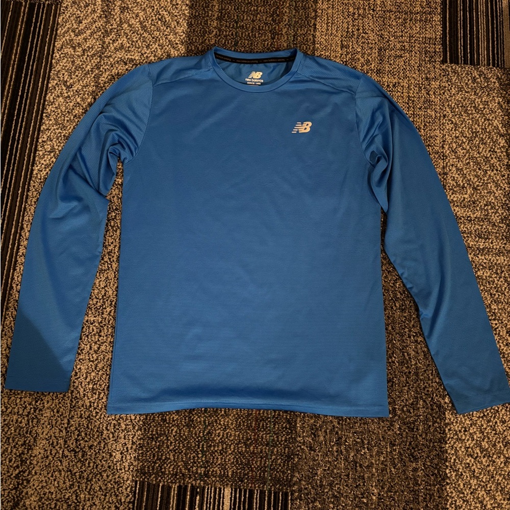 New Balance NB Dry Mesh Long Sleeve Running Shirt in Royal Blue, Size Small